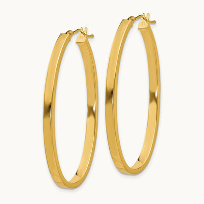 Polished Oval Hoop Earrings — 3mm