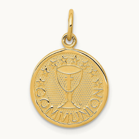 Satin and Polished Communion Charm, 14K