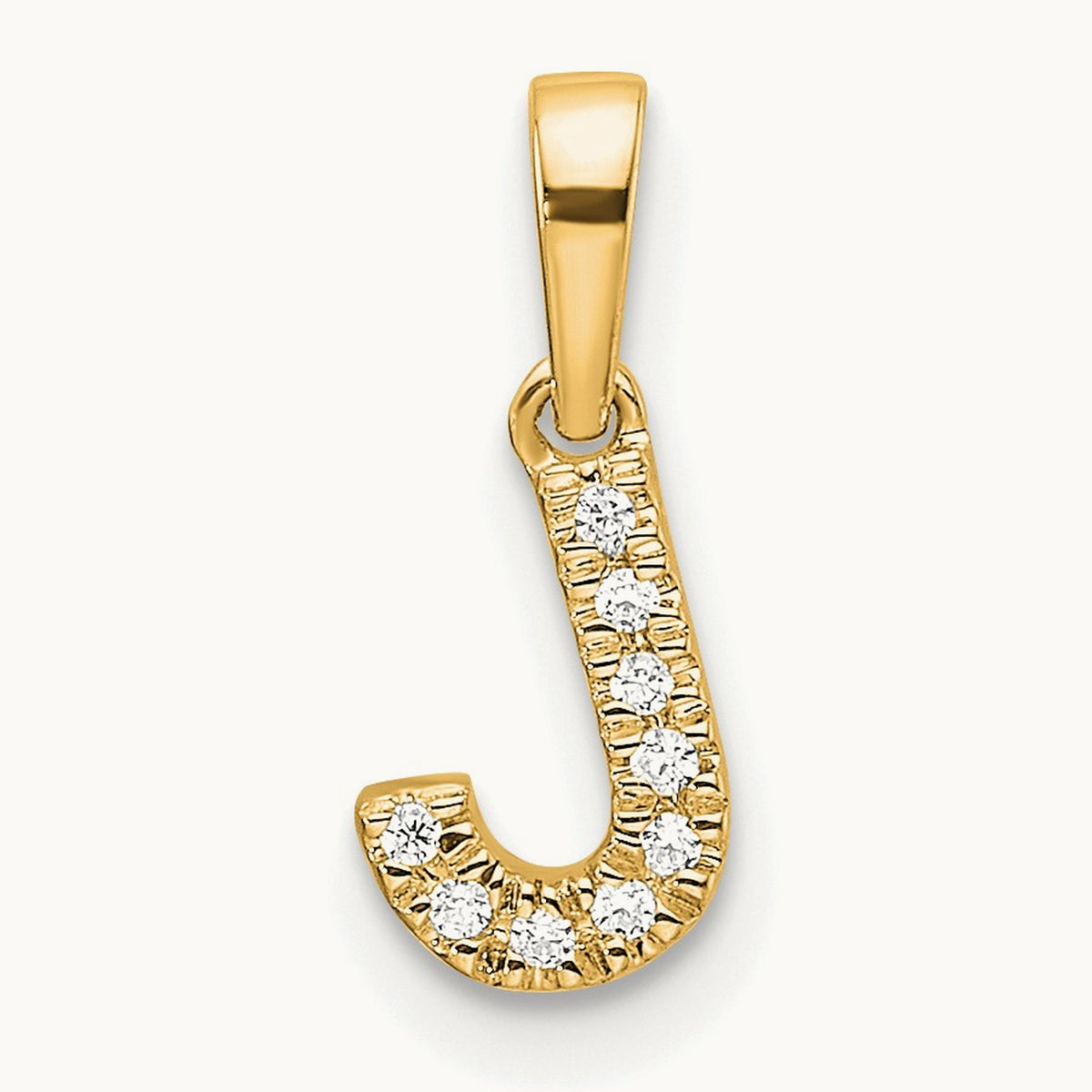 Diamond Initial with Bail Pendant — 14K Yellow Gold, J