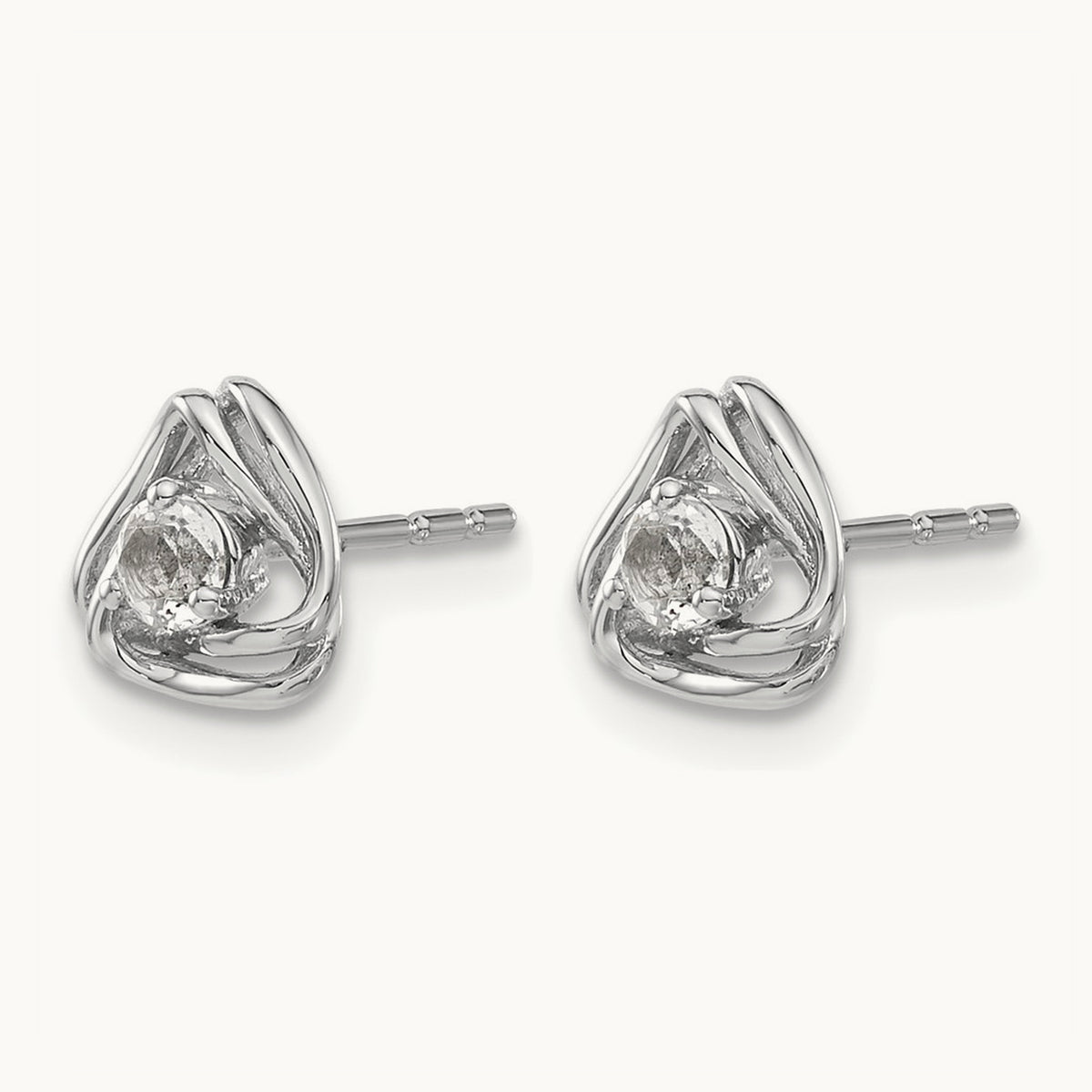Topaz Post Earrings — 14K White Gold