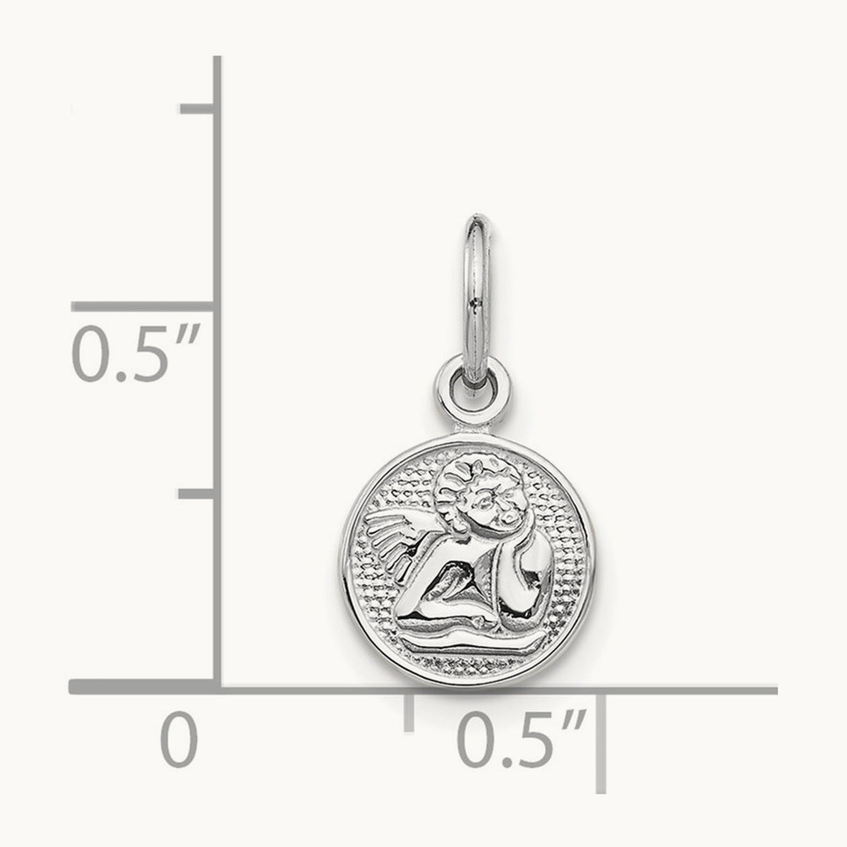 Small Polished Angel Charm — 14K White Gold