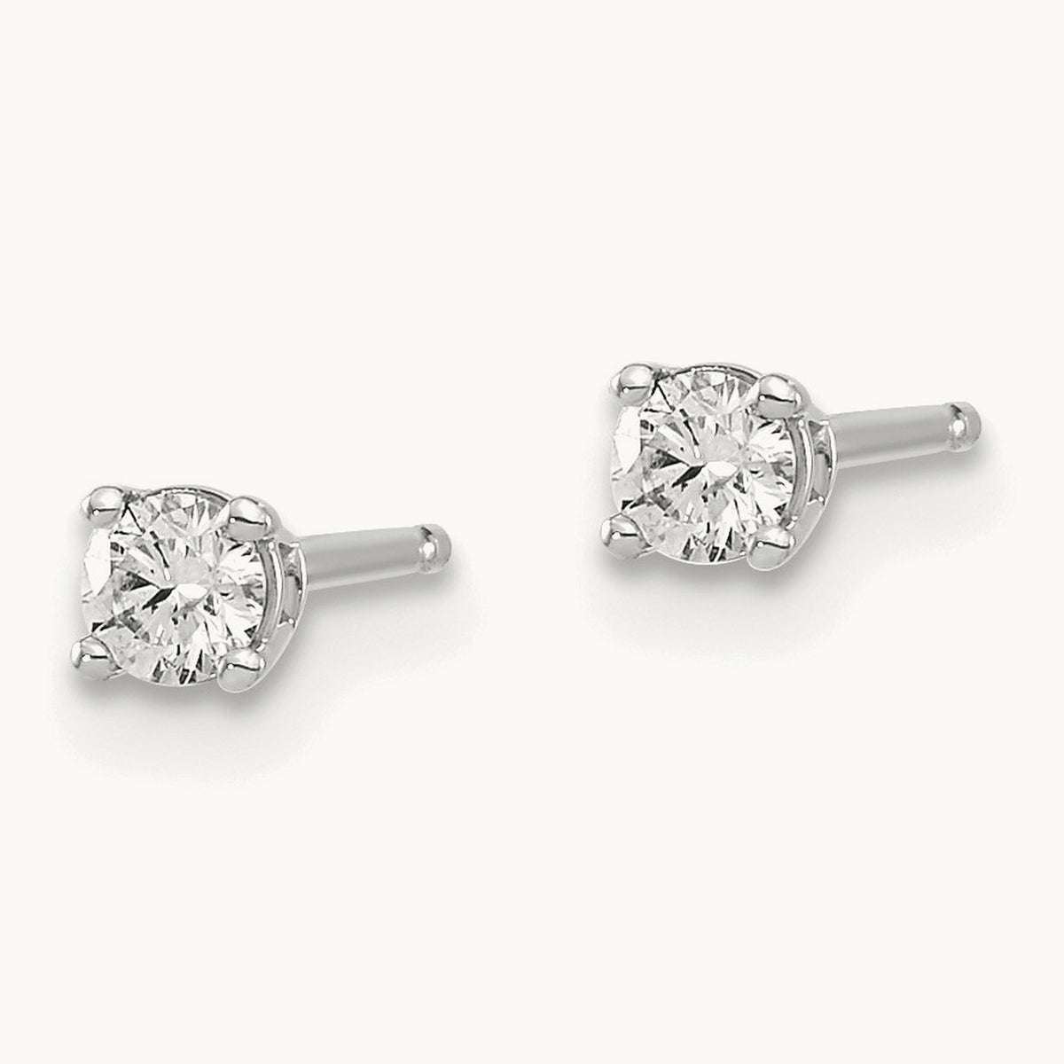 Round Diamond Stud Earrings — 14K White Gold, 0.16 ct tw, I1 J-K · push back