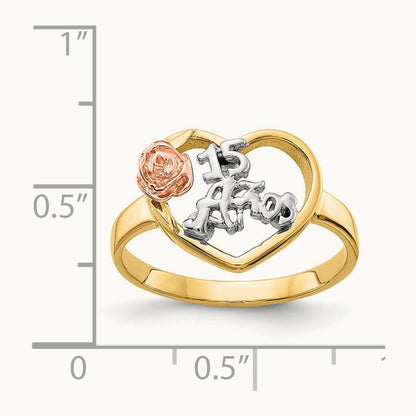 Tri-Color 15 Anos Ring, 14K
