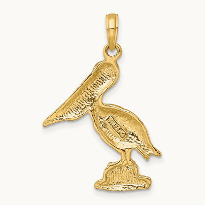 Standing Pelican Charm — 14K Yellow Gold