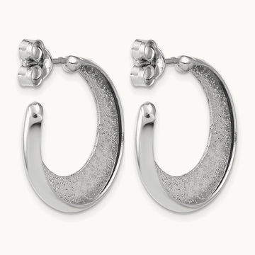 SS RH-plt Radiant Essence Polish/Textured Post J-Hoop Earrings — Leslie's