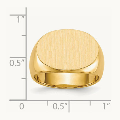 19.0x13. Closed Back Mens Signet Ring, 0mm, 14K
