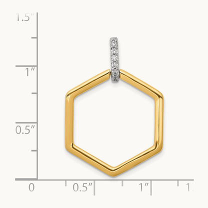 1/15ct. Diamond Fancy Hexagon Pendant, 14K Two-tone
