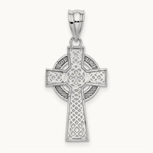 Celtic Cross Pendant, 14K White Gold