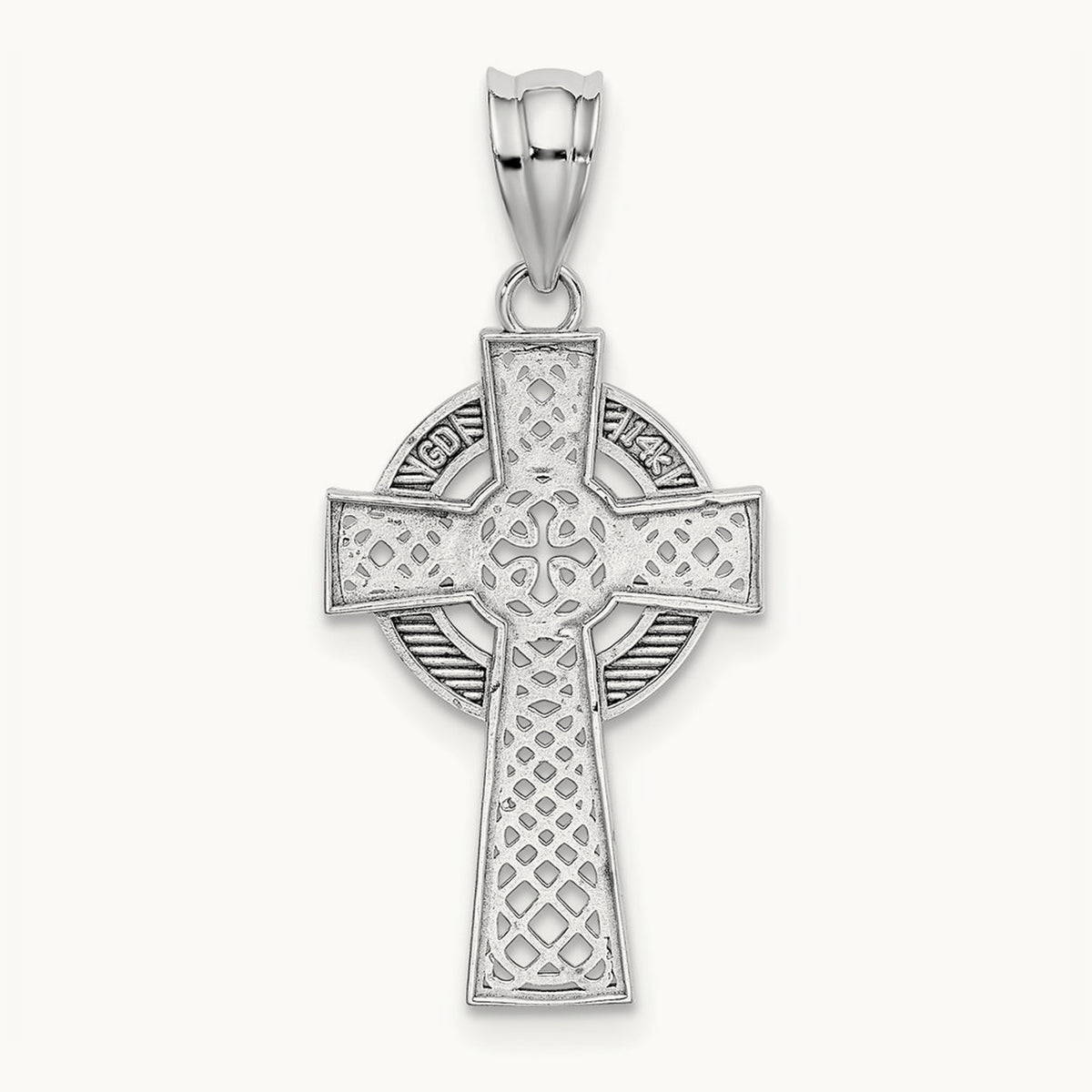 Celtic Cross Pendant, 14K White Gold