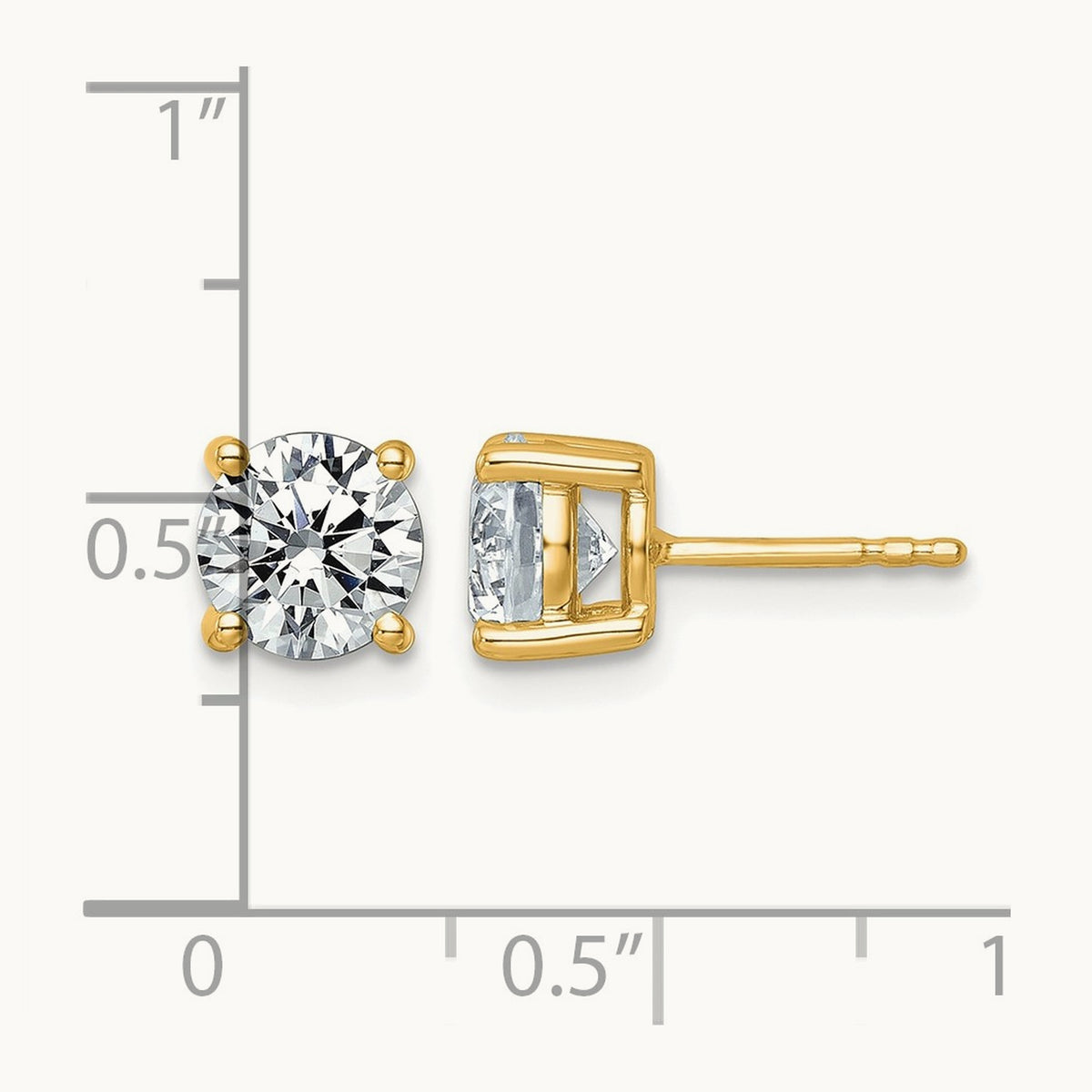 Round Lightweight Earrings, 0.25-6.00 ct tw Lab-Grown Diamond — 2 1/2 ct, 10K Yellow Gold