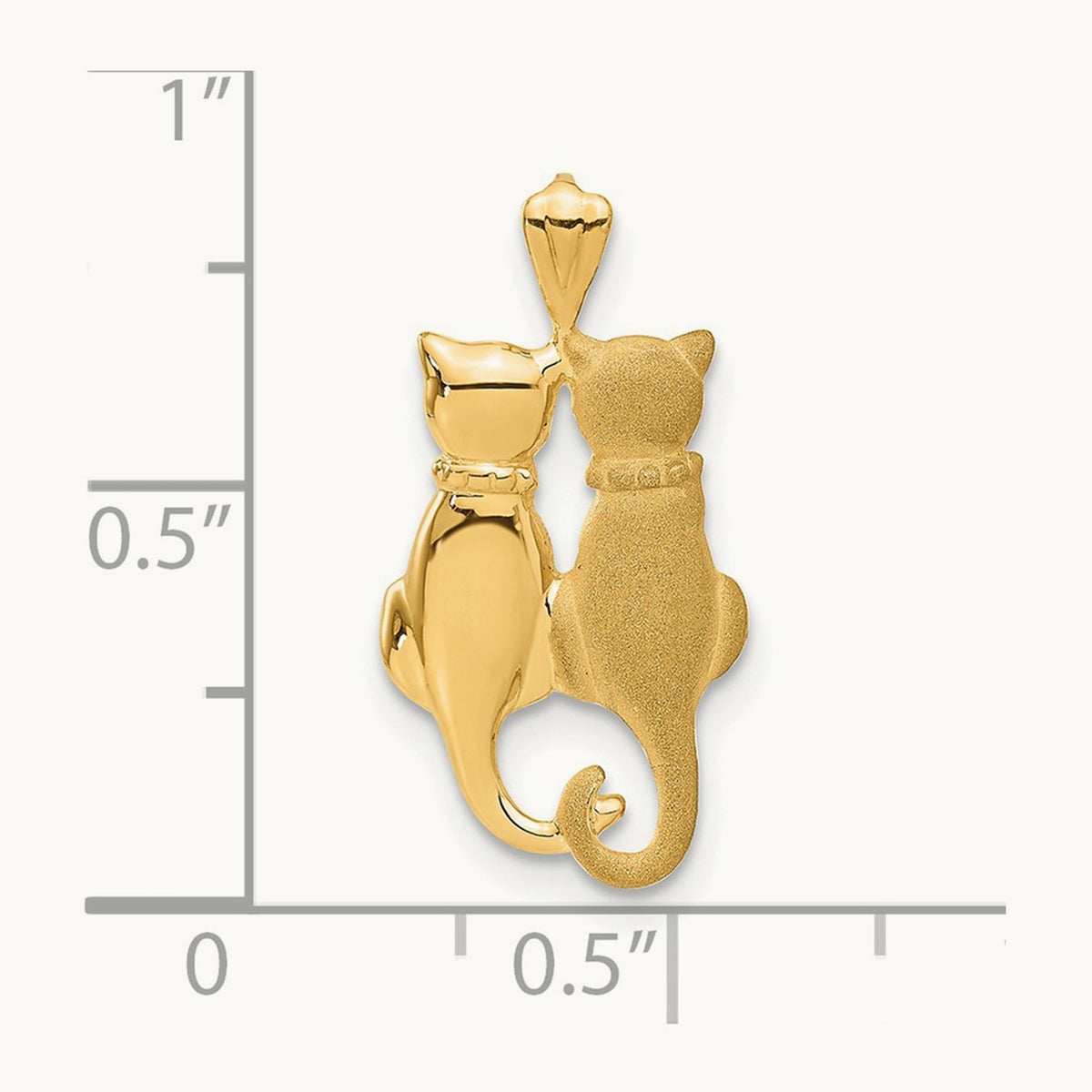 Satin and Polished Cats Pendant, 14K