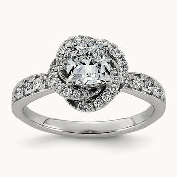 Cushion Center Swirl Halo Ring, 1 3/8-3 3/8 ct Lab-Grown Diamond