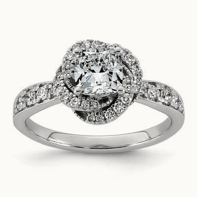 Cushion Center Swirl Halo Ring, 1 3/8-3 3/8 ct Lab-Grown Diamond