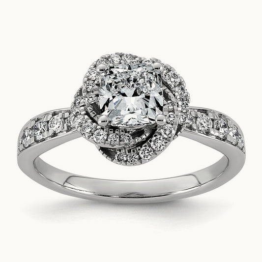 Cushion Center Swirl Halo Ring, 1 3/8-3 3/8 ct Lab-Grown Diamond
