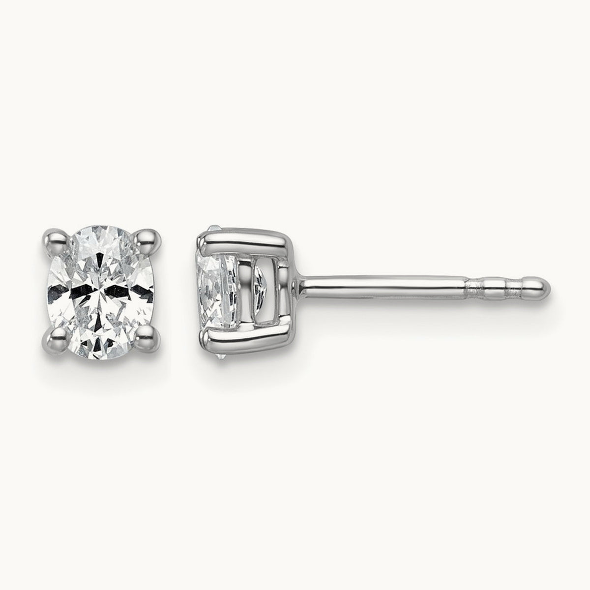 Oval Four-Prong Stud Earrings, 0.50-6.00 ct tw Lab-Grown Diamond — 1/2 ct, 14K White Gold