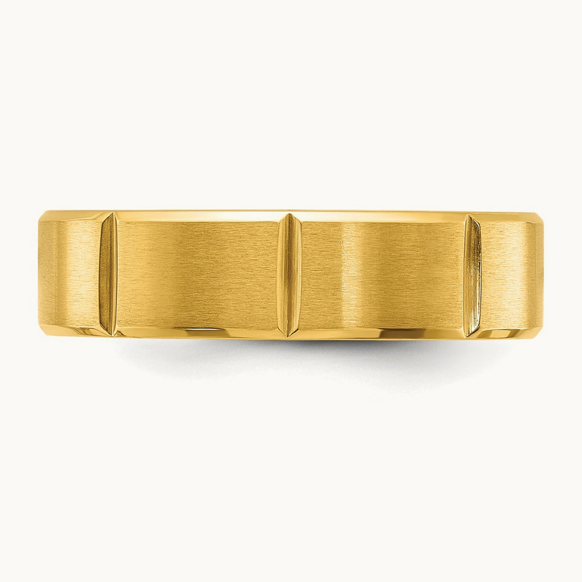 Brushed and Polished Yellow IP-plated Grooved Band — photo set