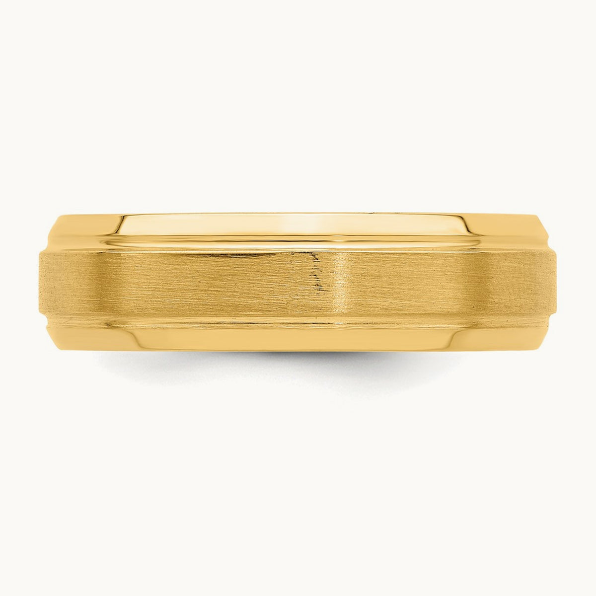 Standard Comfort Fit Brush Satin Fancy Band, 14K Yellow Gold