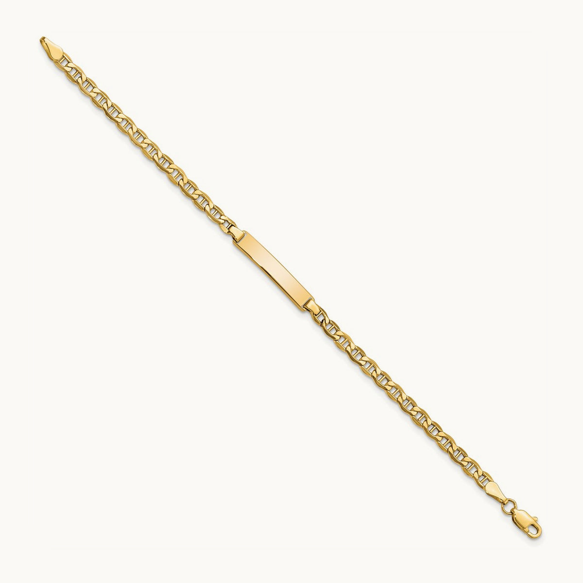 Semi-Solid Anchor Link ID Bracelet, 14K