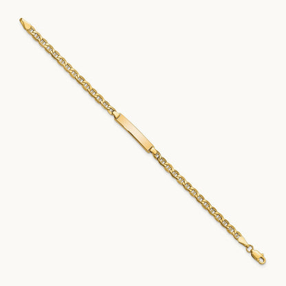 Semi-Solid Anchor Link ID Bracelet, 14K