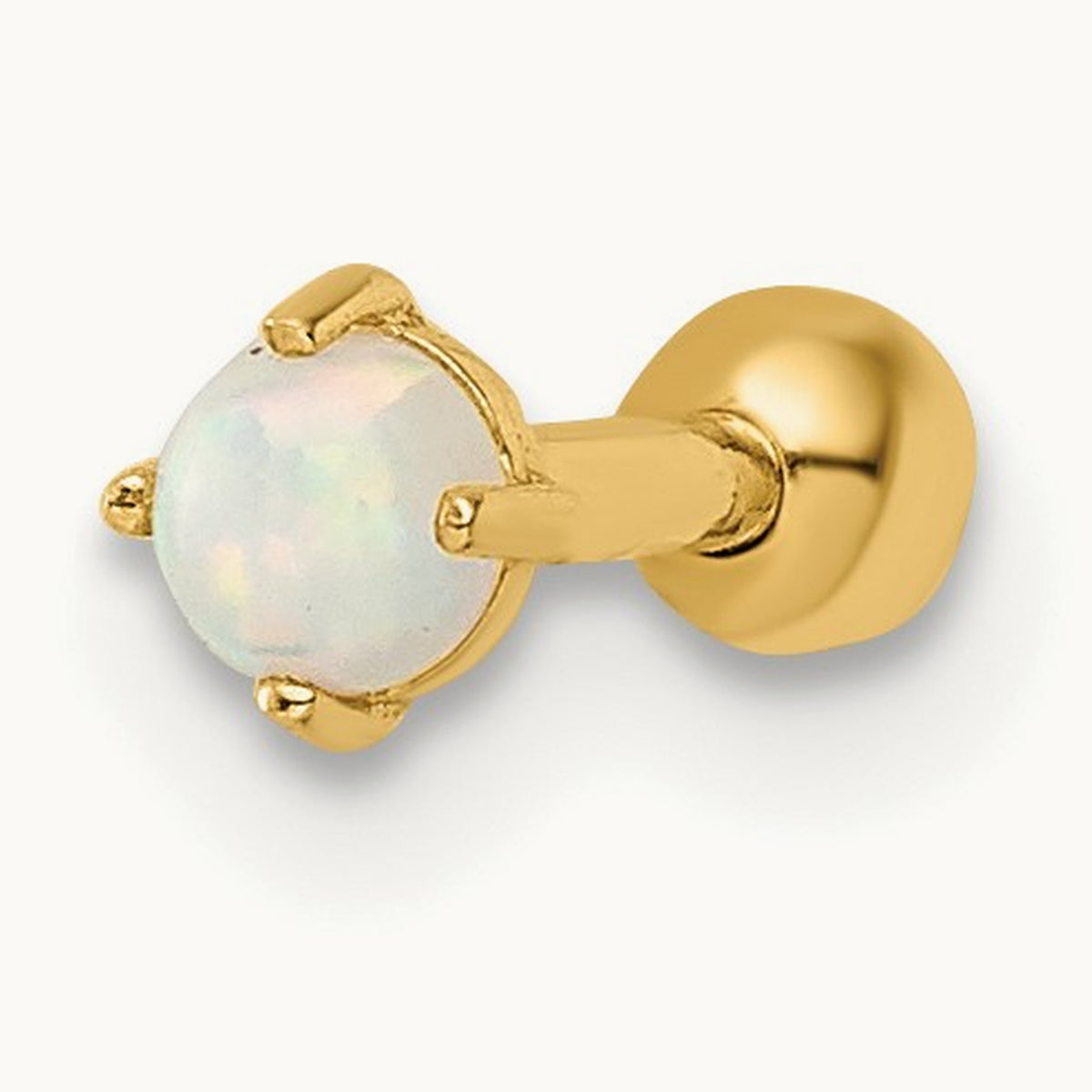16 Gauge Created Opal Labret Stud, 14K