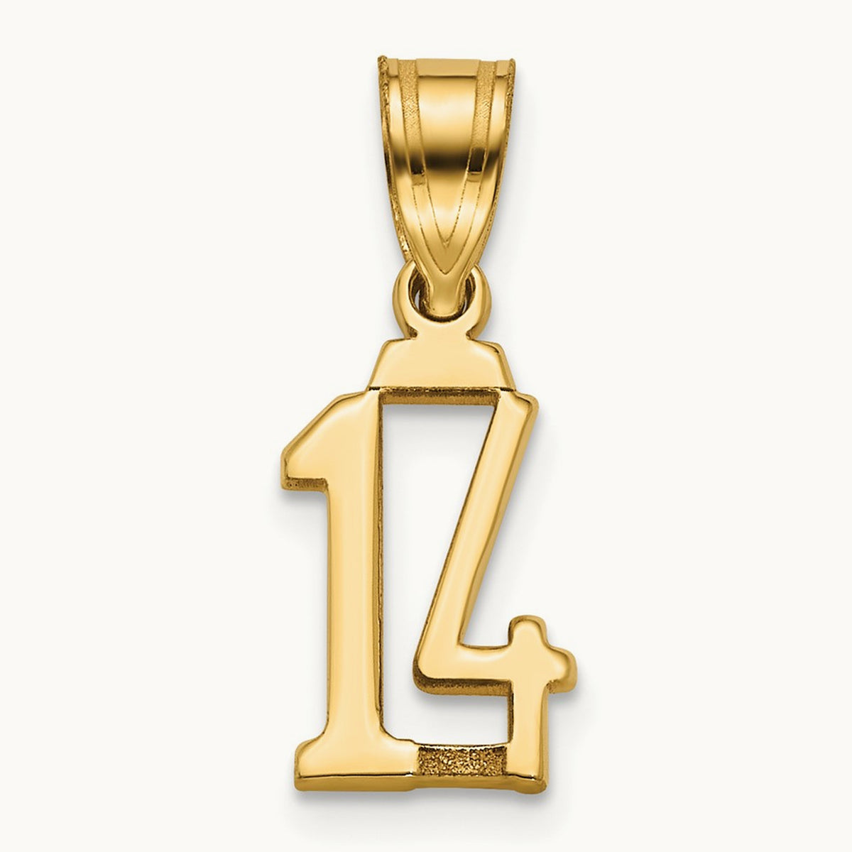 Polished Number 14 Pendant, 14K