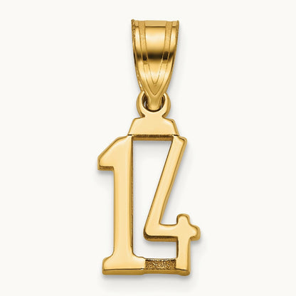 Polished Number 14 Pendant, 14K