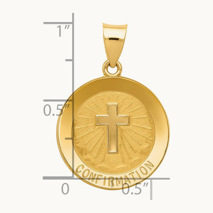 Confirmation Medal Hollow Round Pendant, 14K