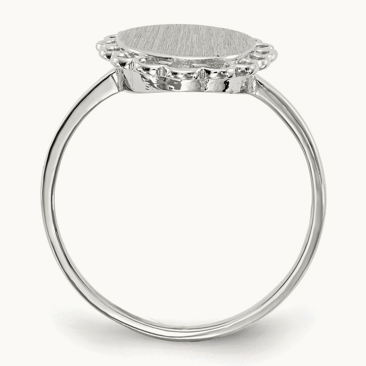 8.5x9. Open Back Signet Ring, 0mm, 14K White Gold