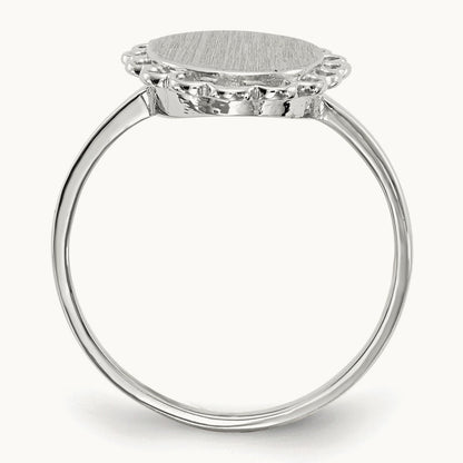 8.5x9. Open Back Signet Ring, 0mm, 14K White Gold