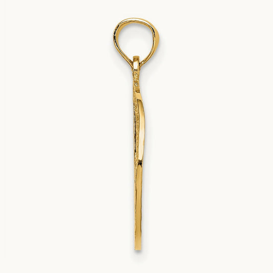 Textured Peace Sign Pendant, 14K