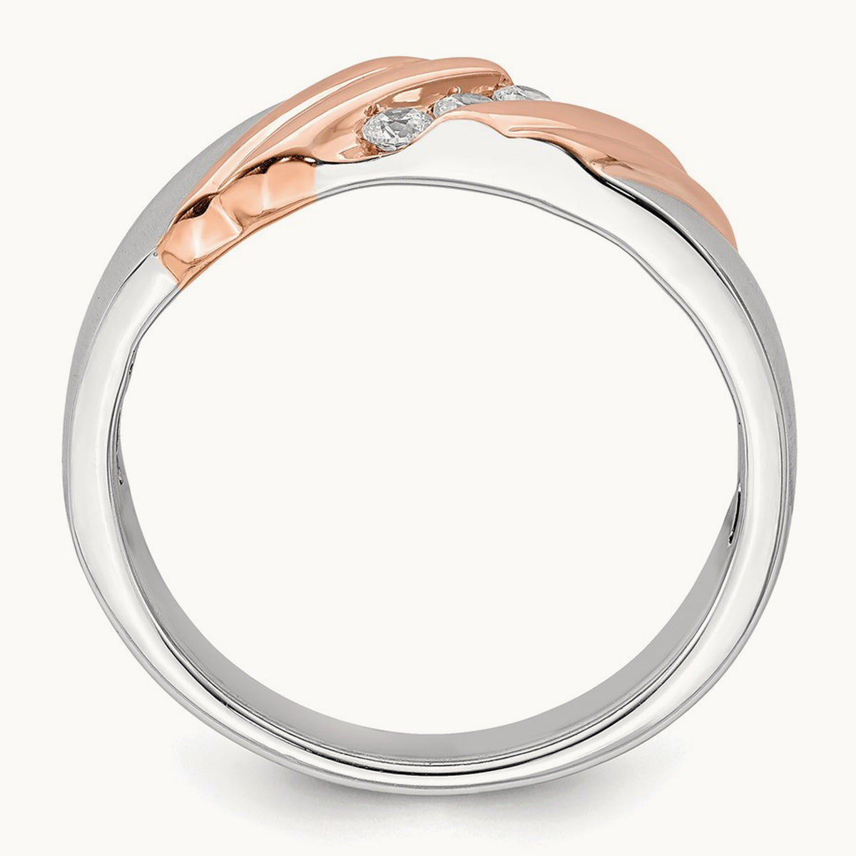Men's Diamond Band, 14K White with Rose Gold