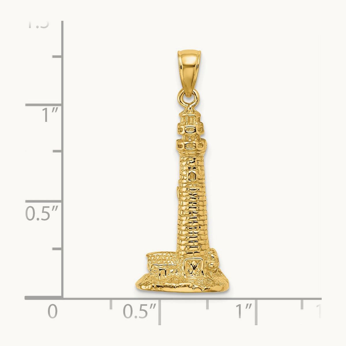3D Cape May Lighthouse Charm, 14K