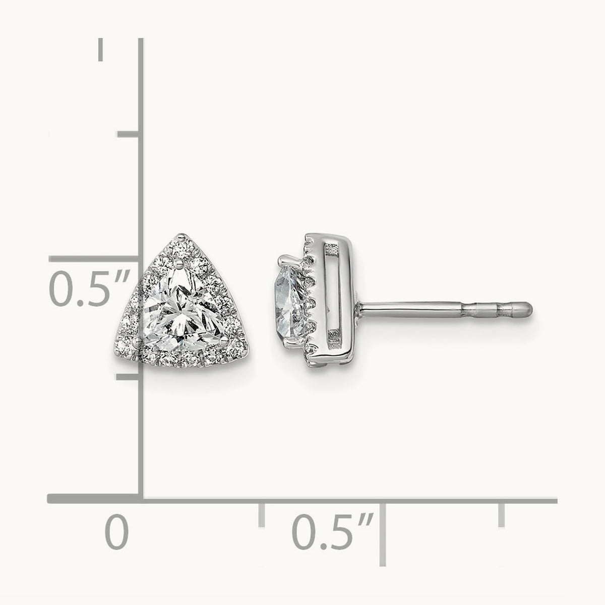 5/8ct Lab Grown Diamond VS/SI+ G+ Comp Trillion Halo Post Earrings, 14K White Gold
