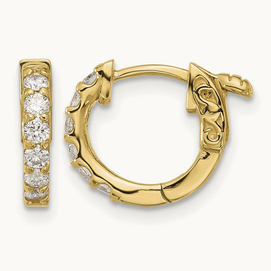 .42ct 12- Round Hoop w/ Safety Clasp Diamond Earrings, 2.0mm, 14K