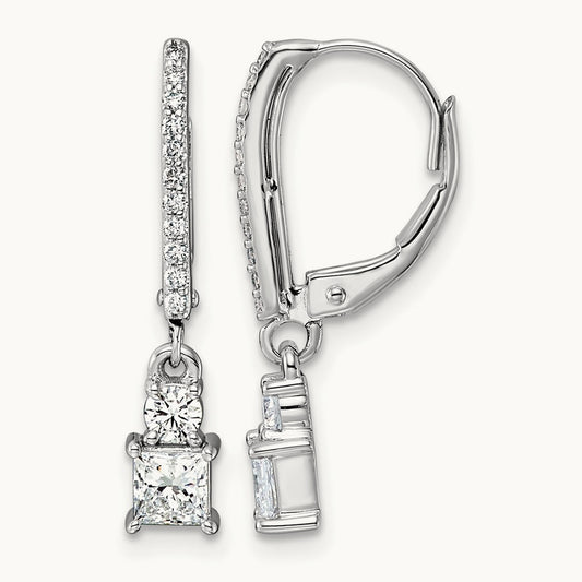 Dangle Princess Leverback Earrings, 0.75 ct tw Lab-Grown Diamond