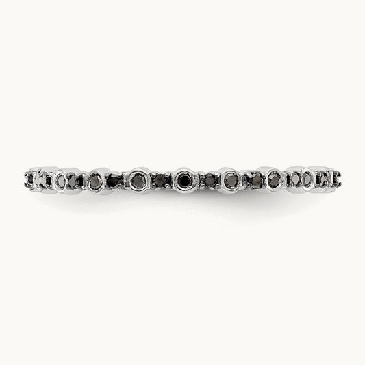Black Diamond Band, 14K White Gold