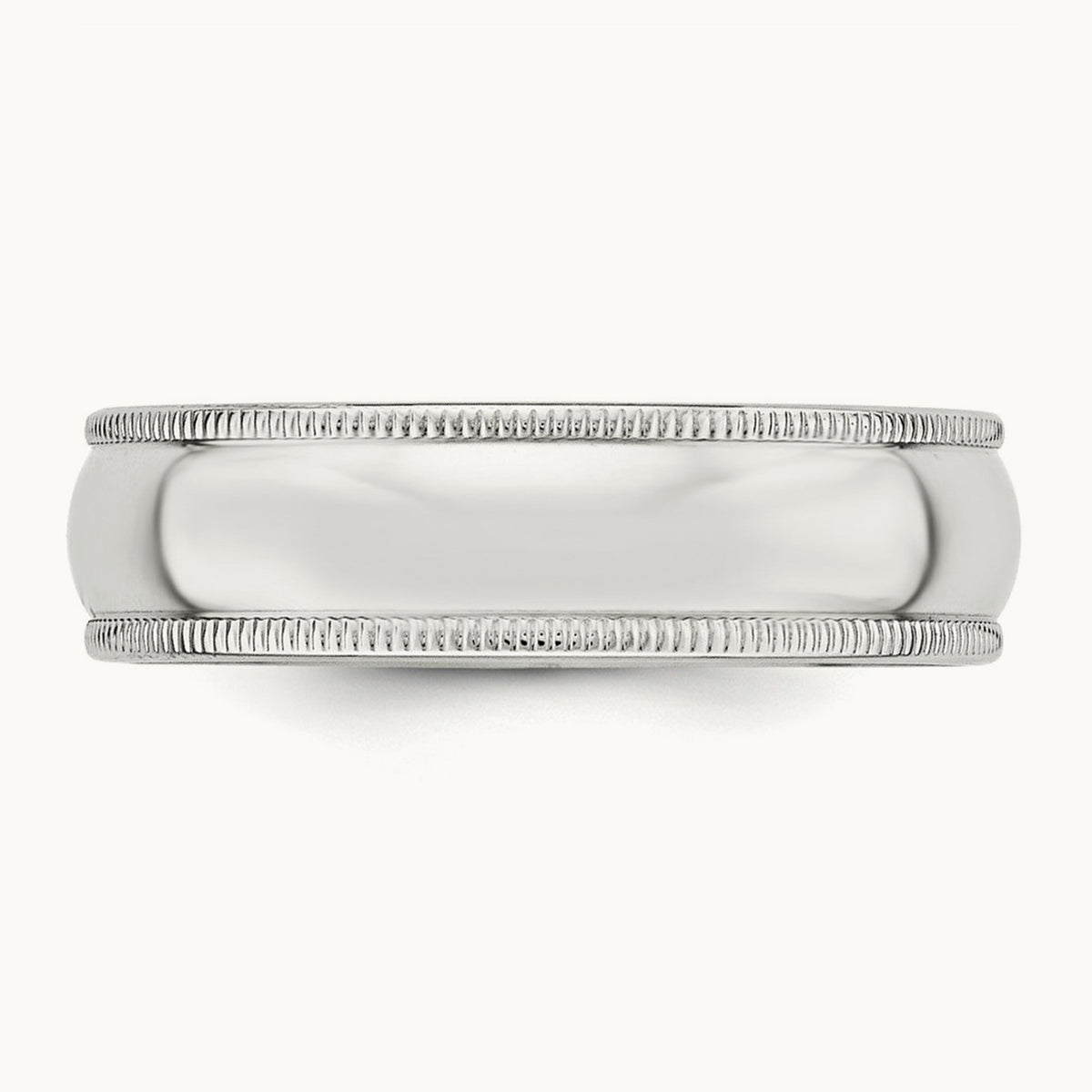 Milgrain Half Round Band, 6mm, 10K White Gold