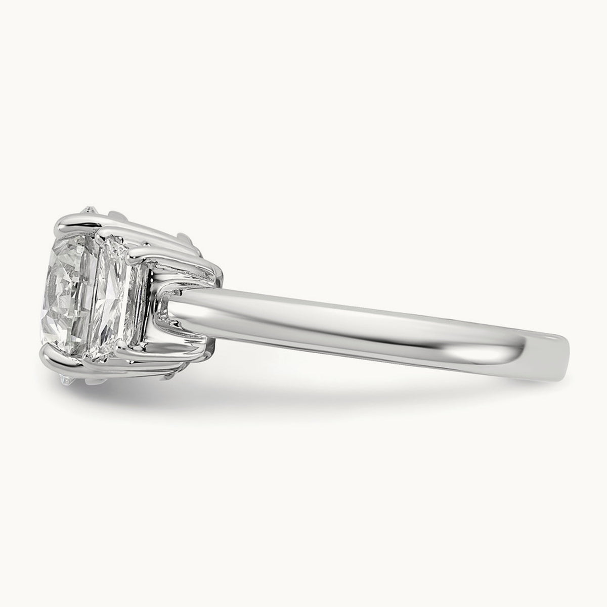 Trapezoid Sidestones Engagement Ring, 0.25-3.75 ct tw Lab-Grown Diamond — 3 1/2 ct, VS (Best) · Certified, 14K White Gold