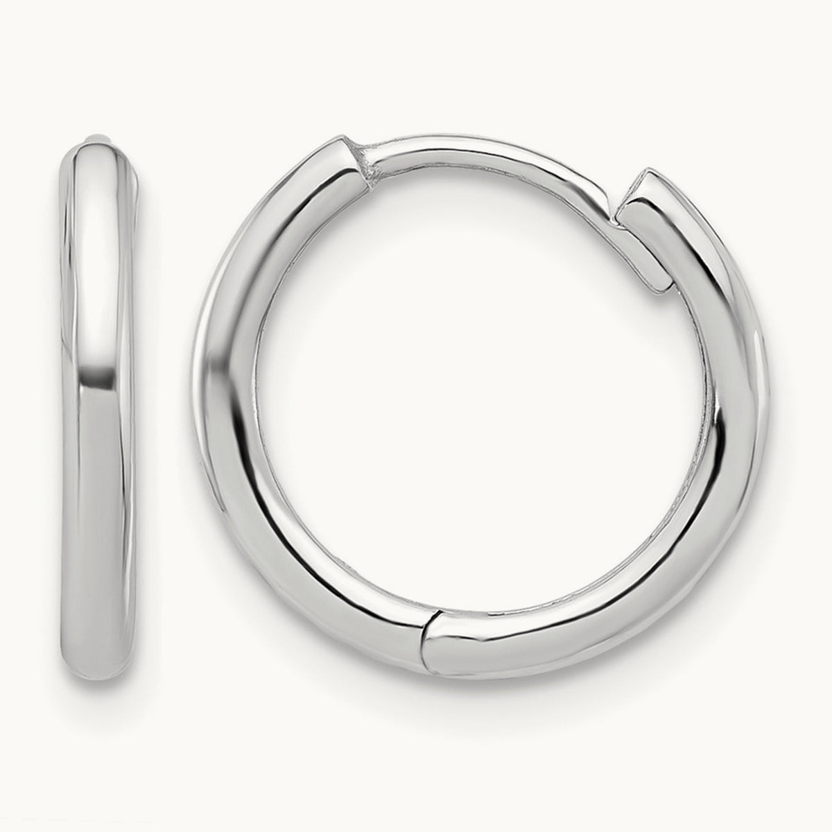 Polished Hinged Hoop Earrings — 14K White Gold