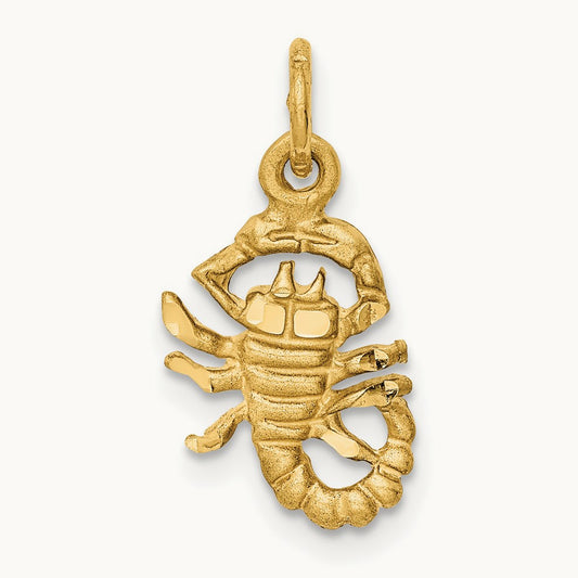Satin Diamond-cut Scorpio Zodiac Charm, 14K