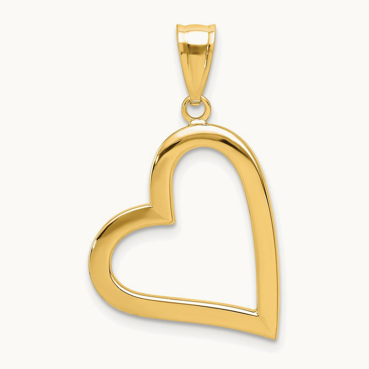 Polished Crooked Heart Pendant, 14K