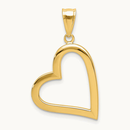 Polished Crooked Heart Pendant, 14K