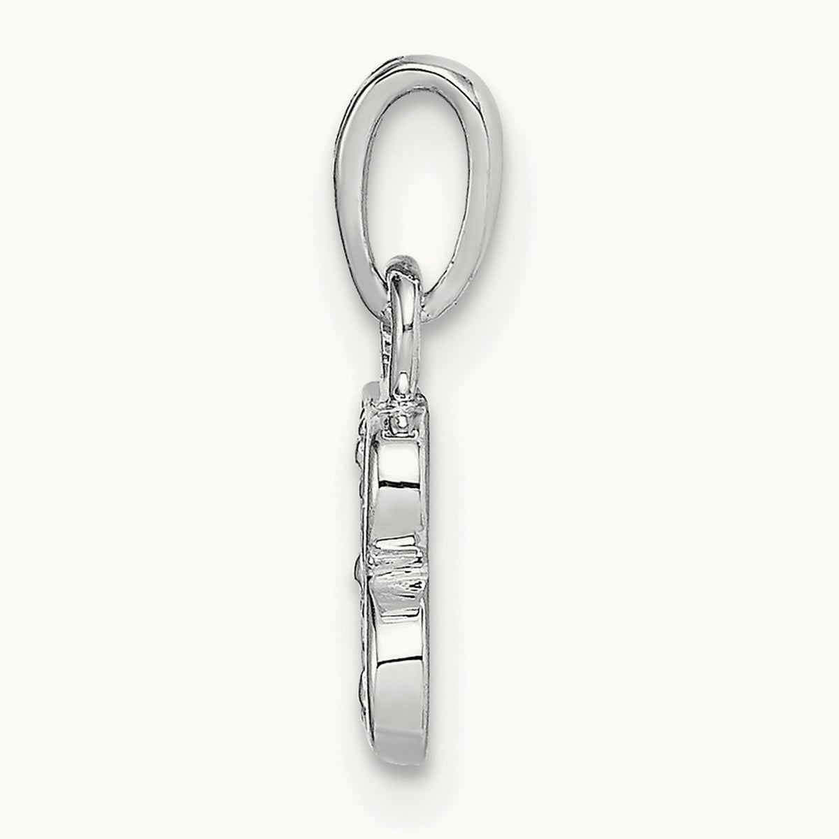 Diamond Letter B Initial Pendant, 14K White Gold with Rhodium