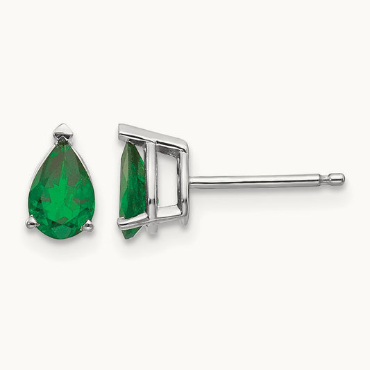 Tsavorite Earrings, 14K White Gold
