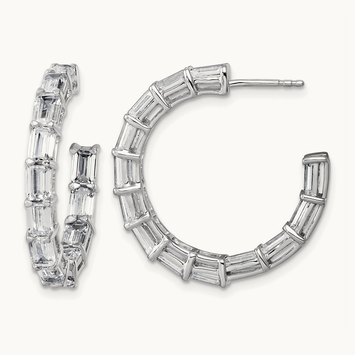 Emerald in/Out Hoops, 6.50 ct tw Lab-Grown Diamond