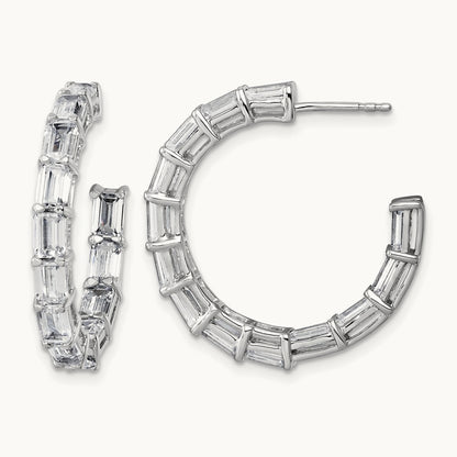 Emerald in/Out Hoops, 6.50 ct tw Lab-Grown Diamond