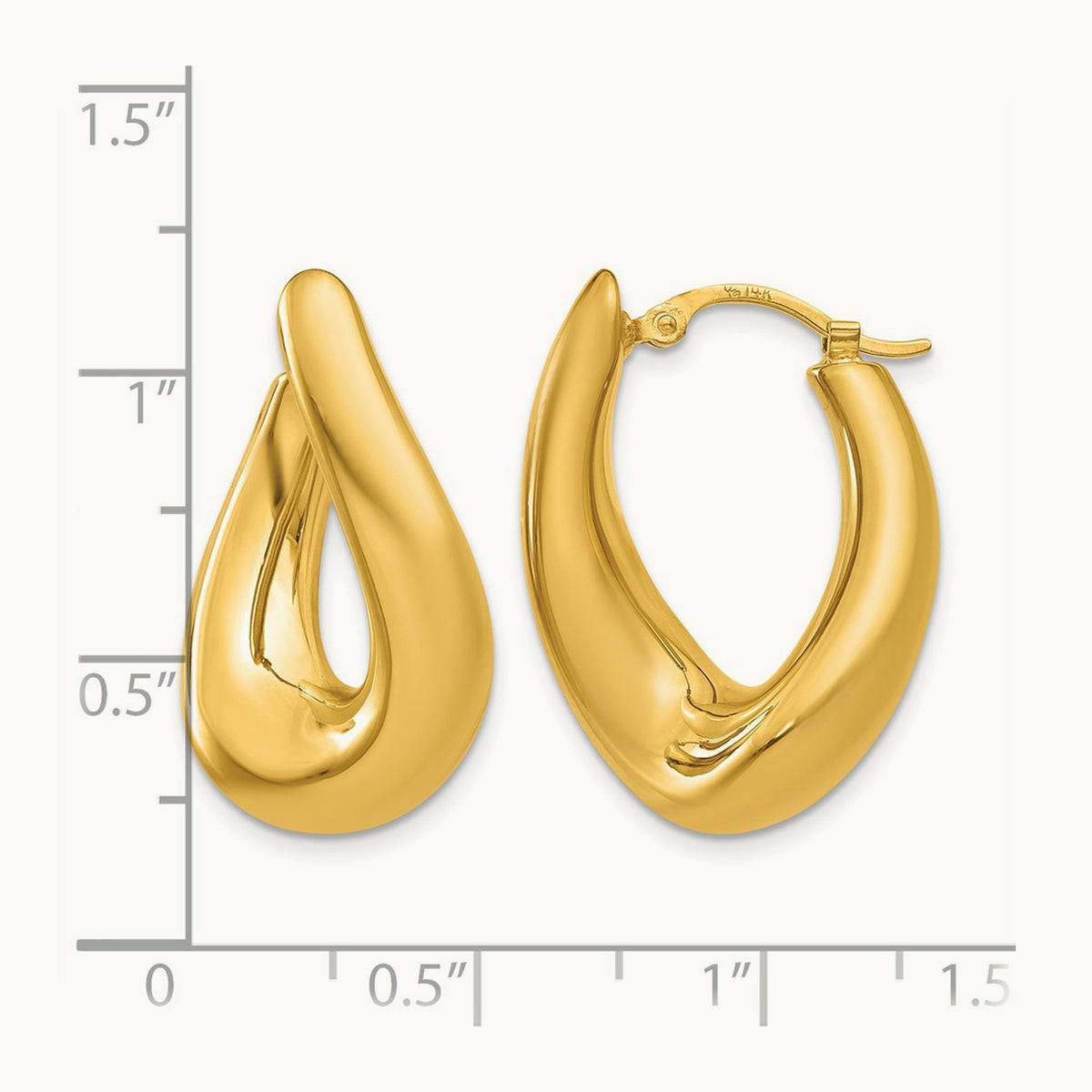 Twisted Oval Hoop Earrings, 14K