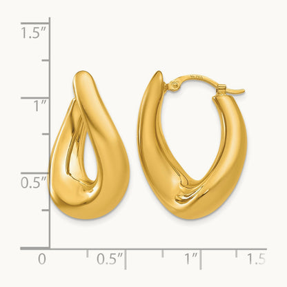 Twisted Oval Hoop Earrings, 14K