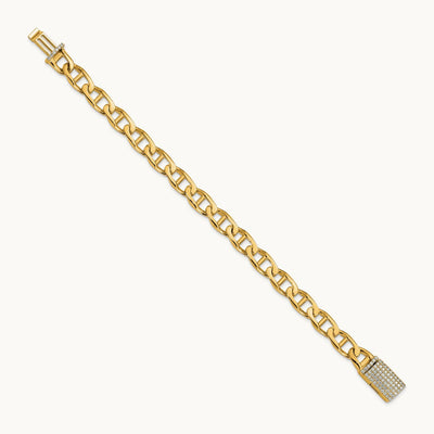 Hand-polished Anchor Link Diamond Clasp Bracelet, 14K
