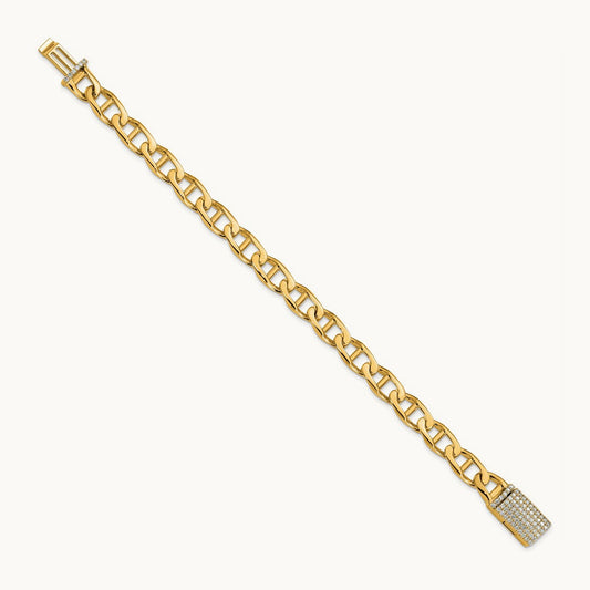 Hand-polished Anchor Link Diamond Clasp Bracelet, 14K